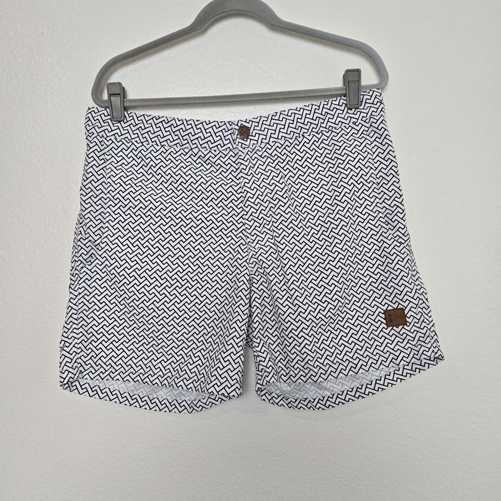 RETROMARINE‎ Zig Zags Swim Trunk White Navy Resort Beach Pool Vacation Size 34
